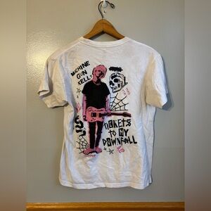 MGK Machine Gun Kelly White Short Sleeve Shirt Doodle Adult Size S Tickets to my